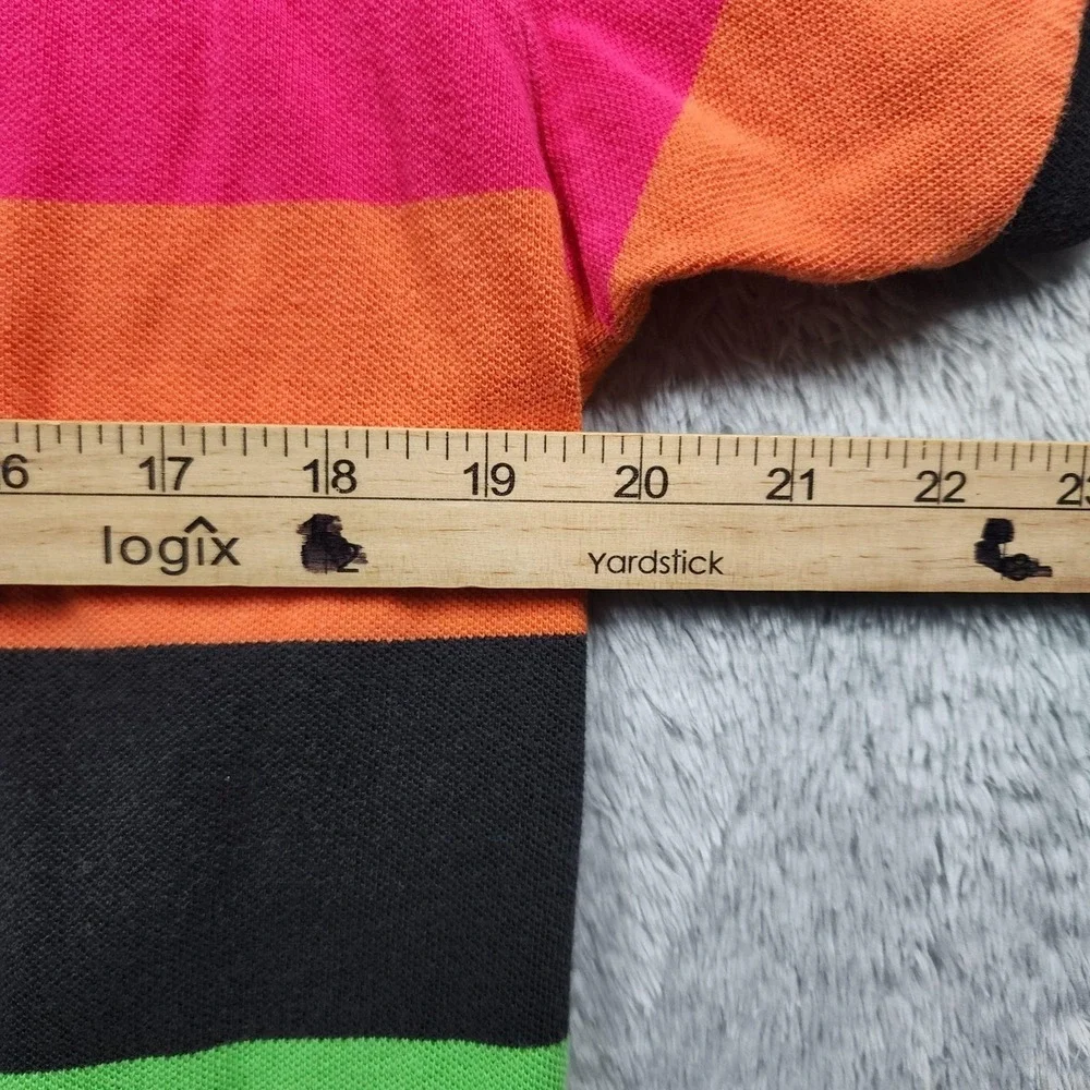 Polo Ralph Lauren Polo Shirt Mens Medium Black Rainbow Stripe Cotton Preppy